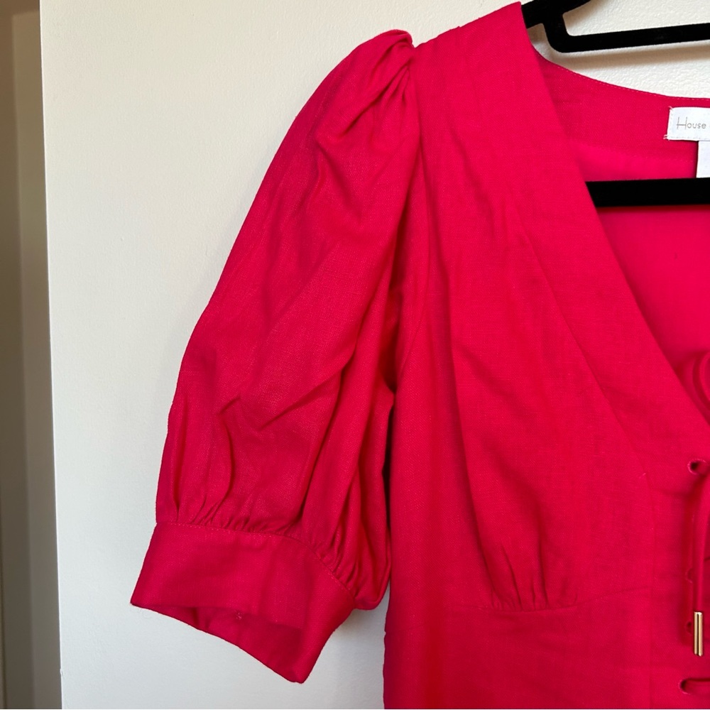 House of Harlow 1960 x Revolve Pink Linen Blend, Corset Bodice Dress - Picture 2 of 6